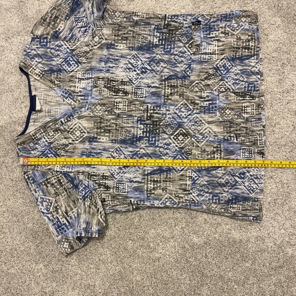 Tafford Blue Grey Aztec‎ Print Medium Scrub Top Poly Cotton Pre-owned - Picture 7 of 7